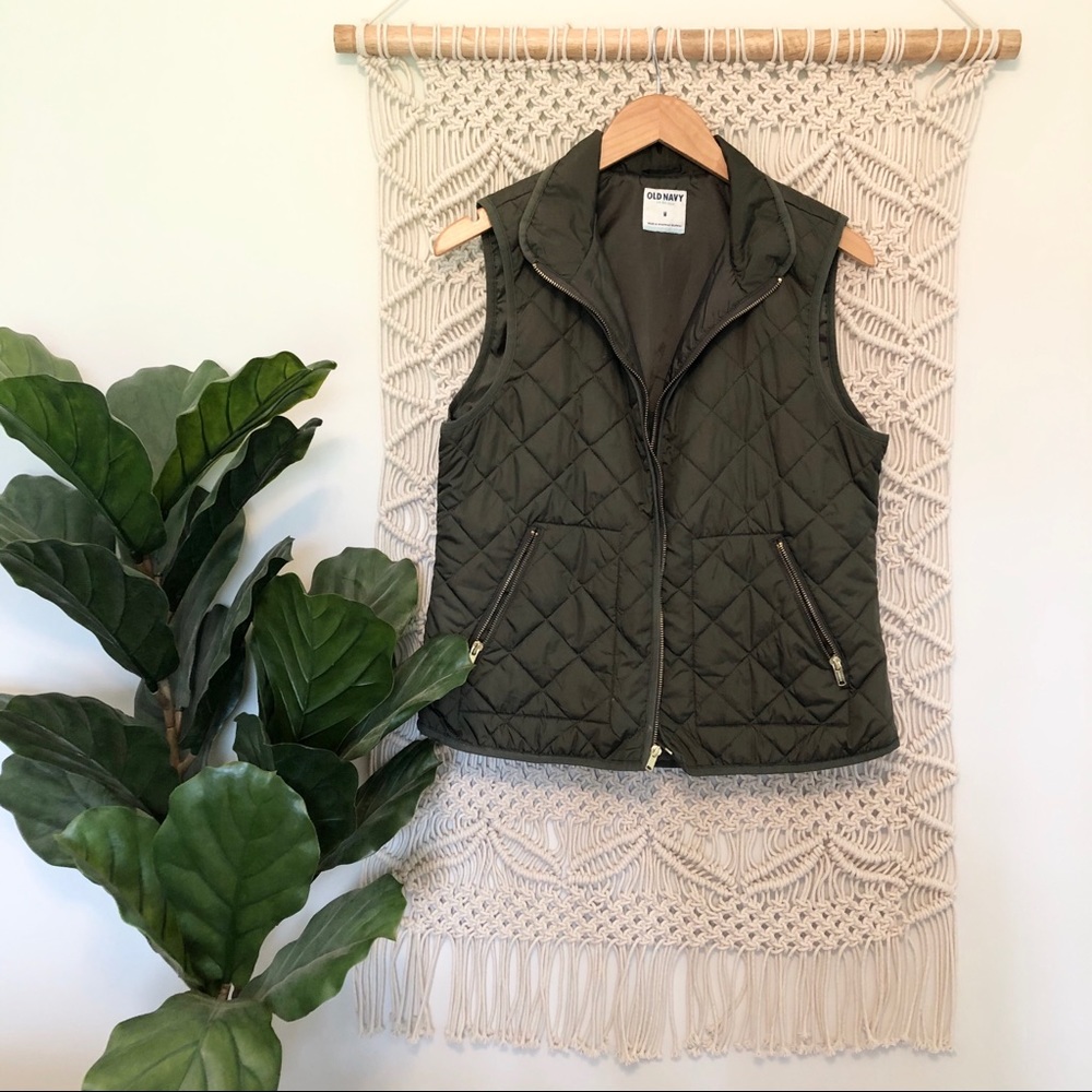 Old Navy Olive Green Quilted Vest